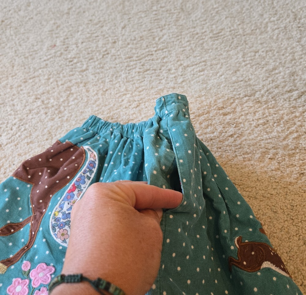 Mini Boden Teal Skirt with Multicolor Floral Print - Picture 5 of 7